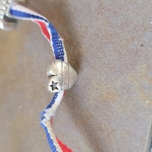 Pandora style flag heart charm Looks like there is a stamp of some sort,not sure